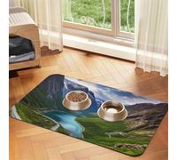 Norwegian Fjords Pet Feeding Mat 30x45cm, Absorbent Dog Mat for Food and Water Bowl, PU Leather Cat Food Mat Waterproof Dog Bowl Mats Quick Dry Pet Placemats-No Stains