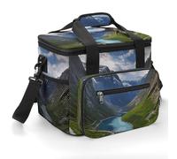 Norwegian Fjords Small Portable Lunch Cooler Bag Large Capacity Soft Sided Collapsible Cooler Bag for Camping Hiking Beach Travel Picnic