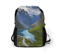 Norwegian Fjords Sports Drawstring Backpack,Packsack with Shoe Compartment And Wet Proof Pocket for Youth