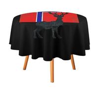 Norwegian Flag And Deer Decorative Round Tablecloth Polyester Fabric Waterproof Circle Table Cover for Party Picnic Wedding