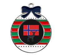 Norwegian Flag And Deer Funny Christmas Pendant Charms Metal Hanging Xmas Tree Ornament Necklace Jewelry Circular