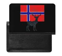 Norwegian Flag and Deer Funny Passport Cover Holder for Travel Lightweight Waterproof Passport Protector