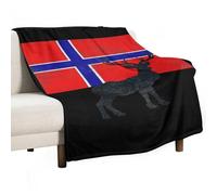 Norwegian Flag And Deer Lightweight Blanket Throw Warm Flannel Blankets Soft Throws for Bed Couch Sofa