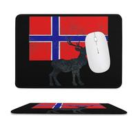 Norwegian Flag And Deer Trendy Gaming Mouse Pad Rubber Base Non-Slip Large Desk Mat Home Office 7.9"x9.4"