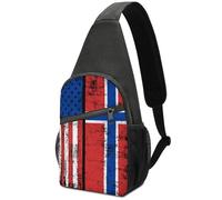 Norwegian Flag And USA Flag Cute Small Sling Crossbody Backpack Travel Chest Bag Casual Daypack for Hiking Running