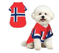Norwegian flag Breathable Hawaiian Dog Shirt Summer Button Up Top for Small Medium Dogs S