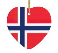 Norwegian Flag Christmas Ornaments,Ornament For Christmas Tree,Ceramic Heart Keepsake,Christmas Ornament