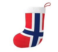 Norwegian flag Christmas Stocking 17.7", Festive Hanging Sock for Fireplace Mantel, Holiday Decorations