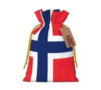 Norwegian Flag Linen Drawstring Gift Bag Xmas Party Candy Bag Reusable Storage Pouches