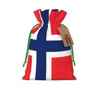 Norwegian Flag Linen Drawstring Gift Bag Xmas Party Candy Bag Reusable Storage Pouches