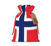 Norwegian Flag Linen Drawstring Gift Bag Xmas Party Candy Bag Reusable Storage Pouches