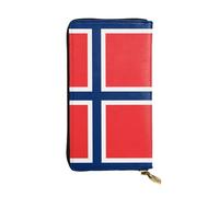 Norwegian flag Long leather wallet, portable credit card holder, zippered coin purse, and ID compartment