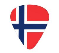 Norwegian flag Patterned Guitar Picks, 12-Piece Set, Suitable for Bass and Electric Guitar Playing, Ideal for Beginners