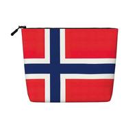 Norwegian Flag Portable Makeup Case Fake Hemp, Women's Travel Organizer Large Capacity Zippered Pouch