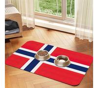 Norwegian flag print Cats Pet Bowl Placemat Pet Feeding Mats for Dogs, Non-Slip PU Leather Tablecloth for Pets