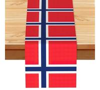 Norwegian Flag Print Decorative Table Runner For Long Kitchen Dinner Table, Seasonal Party Home Decor 183cm
