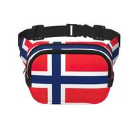 Norwegian flag Print Fashion Waist Packs Square Layer Waist Bag Black Belt Bag with Adjustable Strap, Black, One Size