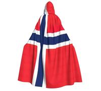 Norwegian flag print Unisex Medieval Viking Hooded Cape Cloak for Halloween Cosplay, Christmas Party Costume Outfits
