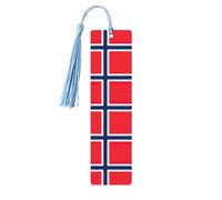 Norwegian Flag Print Wooden Tassel Bookmarks for Book Lover Men Women Teachers Cool Unusual Gift 5PCS