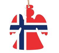 Norwegian Flag Printed Christmas Wooden Pendants, Simple and Environmentally Friendly, Holiday Decorations。