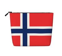 Norwegian Flag Printed Fake Hemp Makeup Bag â€“ Travel Toiletry Organizer, Daily Storage, Business Trip Essential