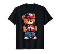 Norwegian Flag Teddy Bear Norway Hip Hop T-Shirt