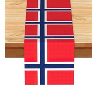Norwegian flag Vintage Style Table Runner 13x72in, Soft Printed Centerpieces for Tables, Kitchen, Countertops & Dining Area Home Decor