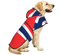 Norwegian Flag Waterproof Dog Raincoat And Rain Jacket With Hood, Reflective Strips And Adjustable Belly Strap, Fits Small To Large Dogs