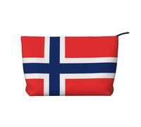 Norwegian flag Women's corduroy cosmetic bag, portable zipper hand-held wallet, suitable for travel and daily storage of cosmetics,
