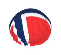 Norwegian flag Women's shower cap, waterproof, reusable, with washable elastic cord, suitable for long hair and braids, ideal for showering.