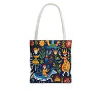 Norwegian Folk Art Tote Bag, Scandinavian Design, Nordic Tote, Folklore Shopping Bag, Traditional Norwegian Pattern, White, 18" × 18''