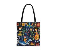 Norwegian Folk Art Tote Bag, Scandinavian Design, Nordic Tote, Folklore Shopping Bag, Traditional Norwegian Pattern, Black, 18" × 18''