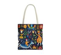 Norwegian Folk Art Tote Bag, Scandinavian Design, Nordic Tote, Folklore Shopping Bag, Traditional Norwegian Pattern, Beige, 18" × 18''