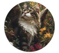 Norwegian Forest Cat 1000 Piece Circular Puzzle Wildlife All Ages Suitable Stress Relief & Educational Puzzle Home Decor Family Activity 1000pcs (67.5x67.5cm)