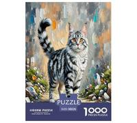 Norwegian Forest Cat 1000 Pieces Animal Jigsaw Puzzles with Paper Art Perfect for Relaxation Adults Or Families Fit Educational Games 38x26cm/1000pcs