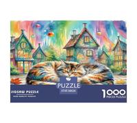 Norwegian Forest Cat 1000 Pieces Animal Jigsaw Puzzles with Paper Art Perfect for Relaxation Families Fit Fun Challenges 38x26cm/1000pcs