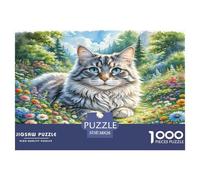 Norwegian Forest Cat 1000 Pieces Animal Jigsaw Puzzles with Paper Art Perfect for Relaxation Families Fit Educational Games 38x26cm/1000pcs