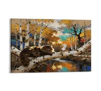 Norwegian Forest Cat Canvas Wall Art Birch Tree Print On Canvas Modern Artwork for Home Office Bedroom Decoration Gift 16x24inch(40x60cm)
