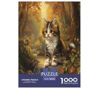 Norwegian Forest Cat Jigsaw Puzzles Puzzle for Adults Kids. 1000 Pieces Whimsical Challenge Toy Educational Game Home Decoration for Educational Games Gifts 38x26cm/1000pcs