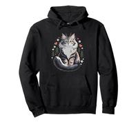 Norwegian Forest Cat Mom Illustrated Fluffy Breed Portrait Pullover Hoodie