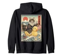 Norwegian Forest Cat Ninja Vintage Japanese Ukiyo-e Art Zip Hoodie