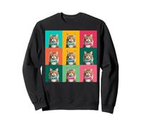 Norwegian Forest Cat Pop Art Colorful Feline Grid Bow Tie Sweatshirt