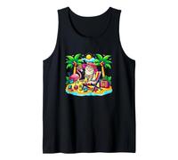 Norwegian Forest Cat Relaxing On Beach Vacation Hawaiian Tank Top