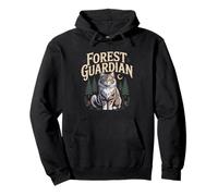Norwegian Forest Cat Silhouette Pine Trees Minimalist Art Pullover Hoodie