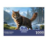 Norwegian Forest Cat1000Piece JigsawPuzzlesanimal ForAdult Colourful LargePiecePuzzles Age12+byth Challenging The Impossible Difficult Game Brainteasing Adults Jigsaw Puzzle 38x26cm/1000pcs
