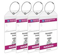 Norwegian (NCL) Cruise Luggage Tag Holders [4 Pack] - Waterproof, Durable Plastic with Steel Loops - Fits All Norwegian (NCL) Ships for Cruising in 2025, 2026 and 2027 - Cruise Essentials