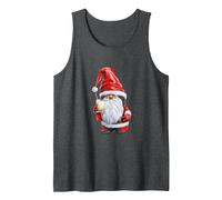Norwegian Nisse Gnome Gonk Holding A Glass of Egg Nog Tank Top, Men, Dark Heather Grey, Medium