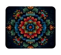 Norwegian Rosemaling Folk Style Flower Desk Mat Comfortable Mouse Pad With Stitched Edges Mousemat For Gaming Travel Office 25X30Cm