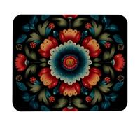 Norwegian Rosemaling Folk Style Flower Desk Mat With Stitched Edges Mouse Mat Portable Mouse Pad For Office Work Laptop 25X30Cm