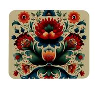 Norwegian Rosemaling Folk Style Flower Mouse Mat Comfortable Mouse Pad Non-Slip Rubber Base Mousepad For Computer Pc Travel 25X30Cm